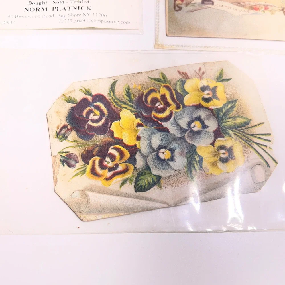 Vintage Victorian Ephemera Lot 11pc Floral Calling Card Trade Card Antique Paper
